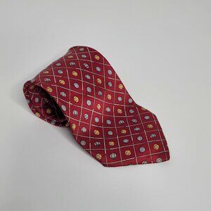 Pool Hall Balls Red‎ Como House Italy 100% Silk Neck Tie 57.5"